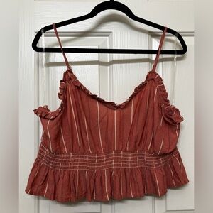 NWOT-ARIZONA JEAN CO. Cropped Smock Spaghetti Strap Tank Top Burnt Orange Sz XXL